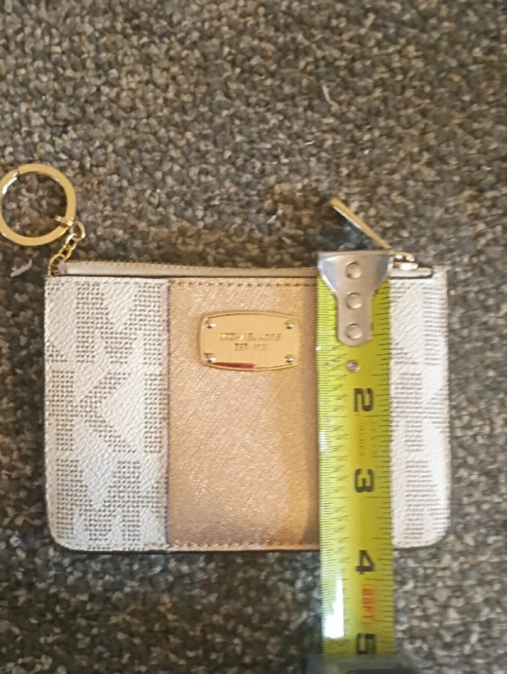 Michael Kors White and Rose Gold Logo Card Holder Keychain